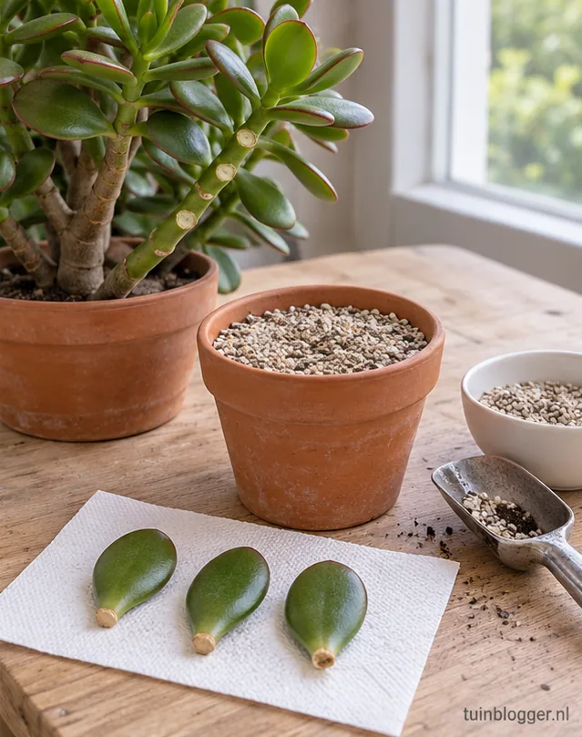 Terracotta pot met cactusgrond en een toplaag van fijn grind